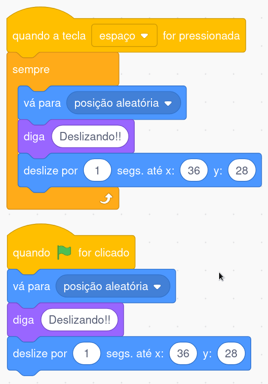 exemplo de blocos se repetindo