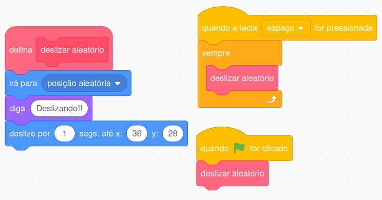 exemplo anterior, sem repetições, usando o bloco defina