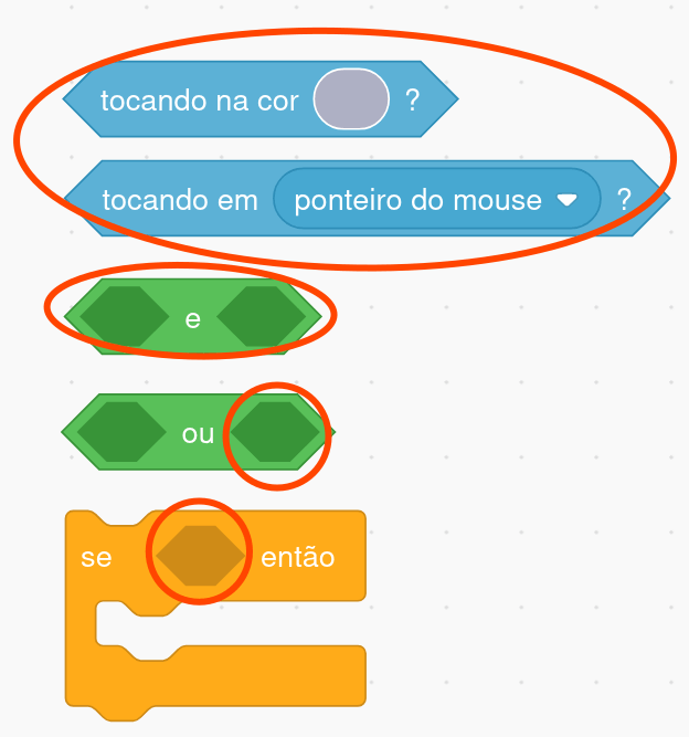 Exemplos de blocos e encaixes hexagonais