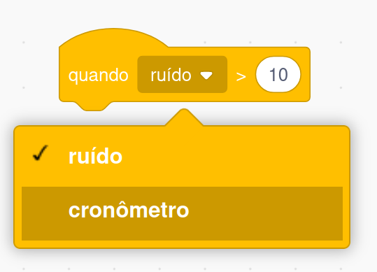 Bloco do scratch 'quando ... > ...'